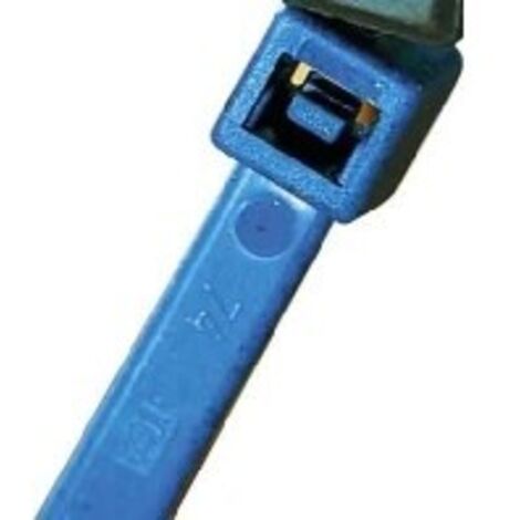 Multipack 100 Stück HellermannTyton Kabelbinder innenverzahnt mit Metallanteil 100x2,5 blau