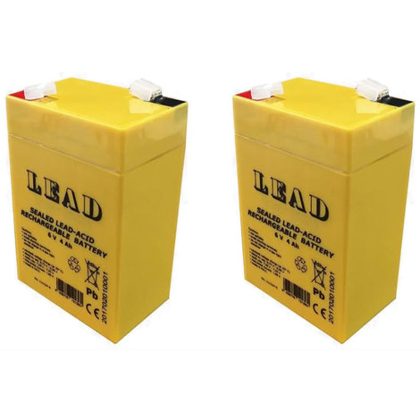 Multipack da 2 batterie ricaricabili 6 volt 4 ah per lampada d