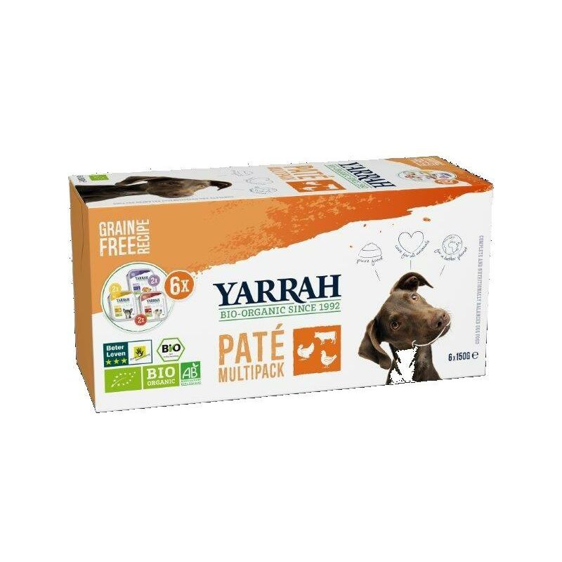 

Multipack Paté (Pollo, Pavo,Ternera) Bio para perro 6uds x 150 g - Yarrah
