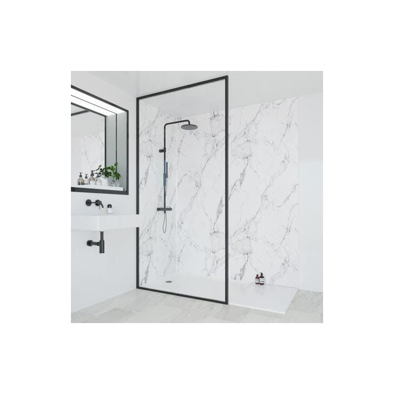Linda Barker Calacatta Marble Shower Wall Panel Hydrolock 2400x1200mm - Multipanel
