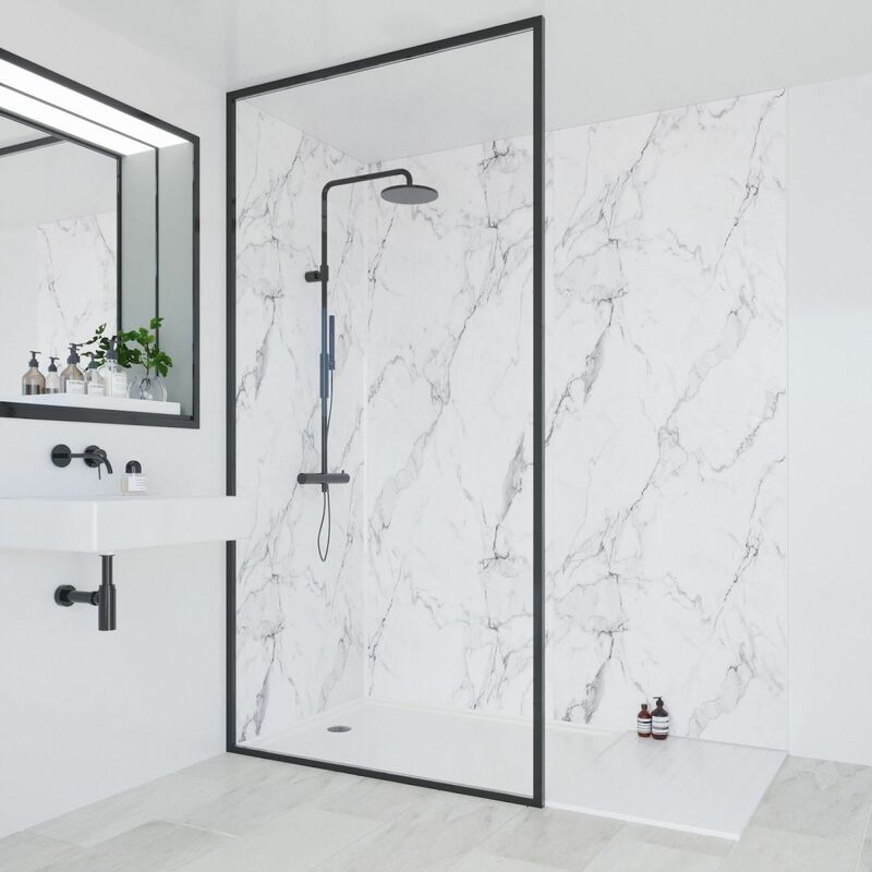 Multipanel - Linda Barker Calacatta Marble Shower Wall Panel Hydrolock 2400x598mm