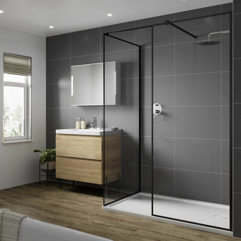 Multipanel - Shower Wall Panel Grey Tile Effect Tongue and Groove 2400 x 598mm