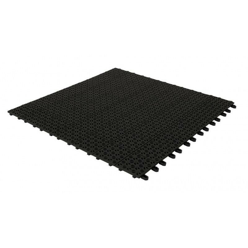 Ezooza - Multiplate 9 dalles flexibles en plastique résistant 55,5 x 55,5 cm noir - Nero
