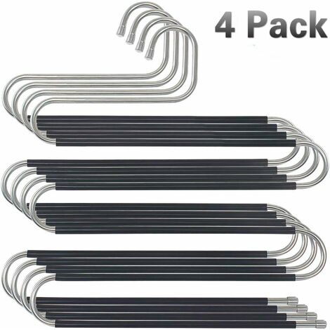 Multiple trouser hanger, stable and space-saving, made of metal, for 5 trousers, non-slip, S-shaped.