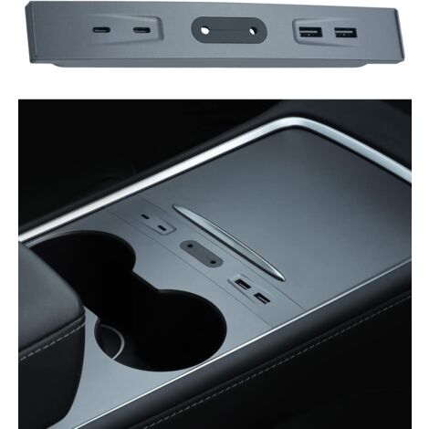 Multiport-Autoladegerät für Tesla Model 3/Y (2021–2023), Mittelkonsolen-USB-Hub-Dockingstation 100 % kompatibel für Tesla Model 3/Y, Tesla-Zubehör für Model 3/Model Y