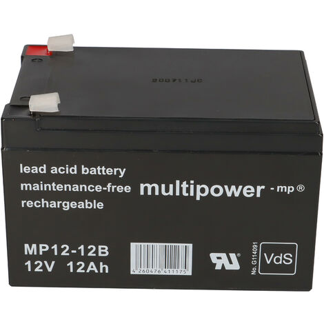 Multipower Blei-Akku MP12-12B Pb 12V 12Ah VdS G114091, Faston 6,3