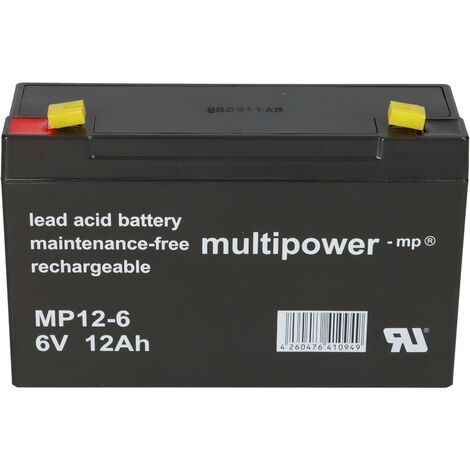 Multipower Blei-Akku MP12-6 Pb 6V 12Ah Faston 4,8mm