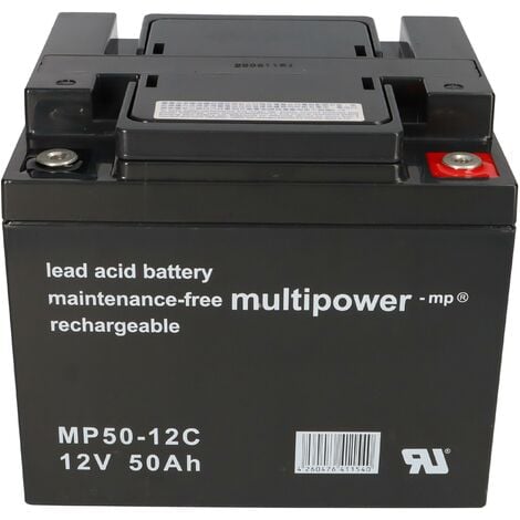 Multipower Blei-Akku MP50-12C Pb 12V 50Ah Zyklenfest M6 Innengewinde