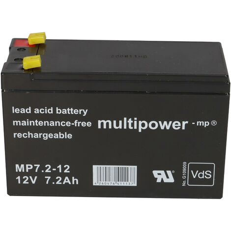 Multipower Blei-Akku MP7,2-12 Pb 12V / 7,2Ah VdS G109009, Faston 4,8