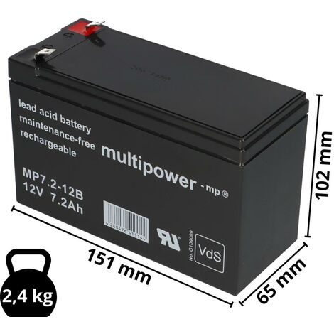 Multipower Blei-Akku MP7,2-12B Pb 12V / 7,2Ah + Ladegerät
