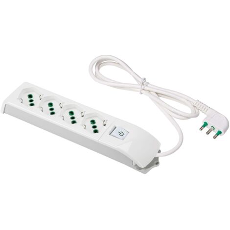 Multipresa 1,5m 3g1 s17 4p40, con interruttore, colore bianco fanton 410100