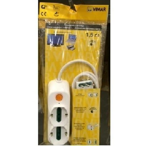 V-TAC Regleta con cable de 15mt 4 tomas 10/16A 2P+T Bypass con conexión a  pared con enchufe 16A 2P+T Color Blanco