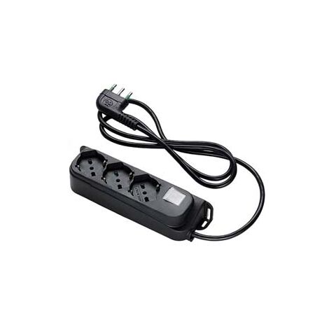 MULTIPRESA 3 POSTI BIPASSO + SCHUKO CON INTERRUT LINEA RETAIL NERA- - nera 47461 - 2 pezzi FANTON