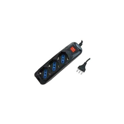 MULTIPRESA 3 POSTI CON SCHUKO E CON INTERRUTTORE NERA  colore nero    SYNTESY