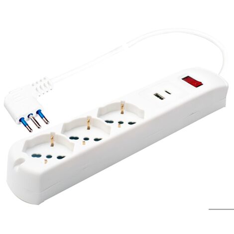 MULTIPRESA 3P. SCHUKO + 2P USB E SPINA 10A MAURER - CF. BLISTER
