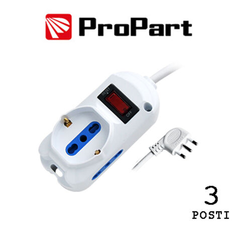 Multipresa 3pos bipasso + bipasso/schuko spina10A + inter.
