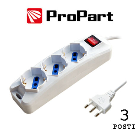 Multipresa 3pos bipasso/schuko spina16A +interr.