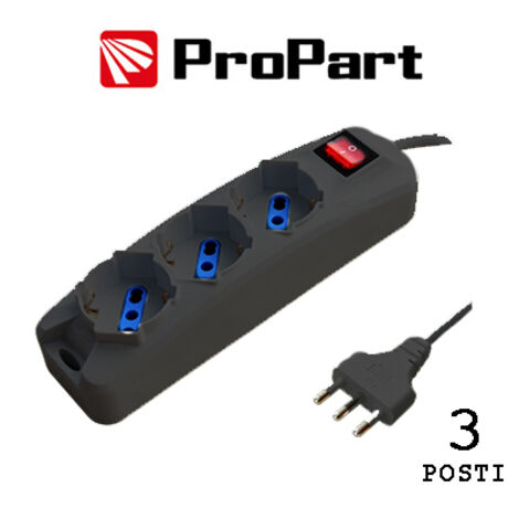Multipresa 3pos bipasso/schuko spina16A +interr. NERA
