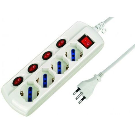 MULTIPRESA 4 BIP.SCHUKO C/5 INTERRUTT. FIG.5 ELECTRALINE 3PMARK PZ 1,0