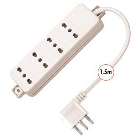 Multipresa 4 Posti 10/16A Bipasso Con Cavo di 1,5m Bianca