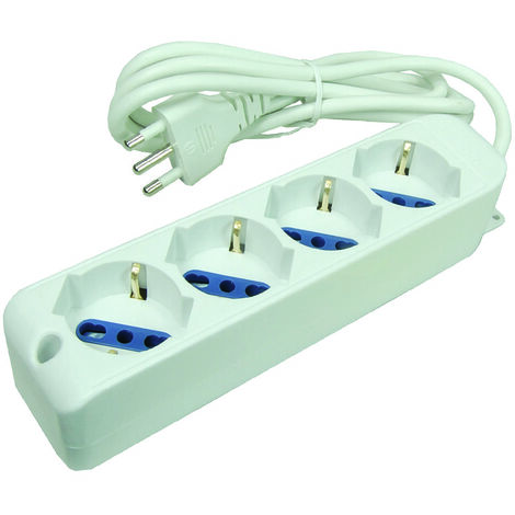 Elettrico-store materiale elettrico online al miglior prezzo - Multipresa ciabatta  elettrica 4 posti schuko con interruttore Multiprese (MS-04G)