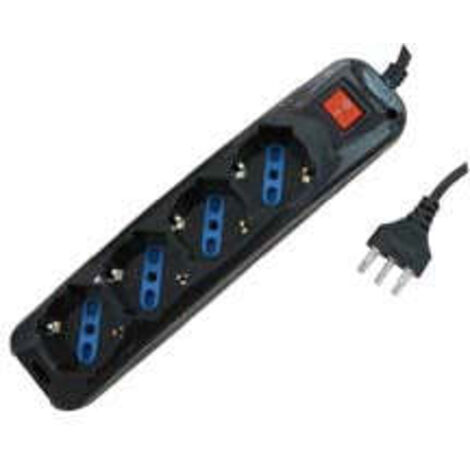 Multipresa 4 Posti Con Schuko E Con Interruttore Nera - colore nero