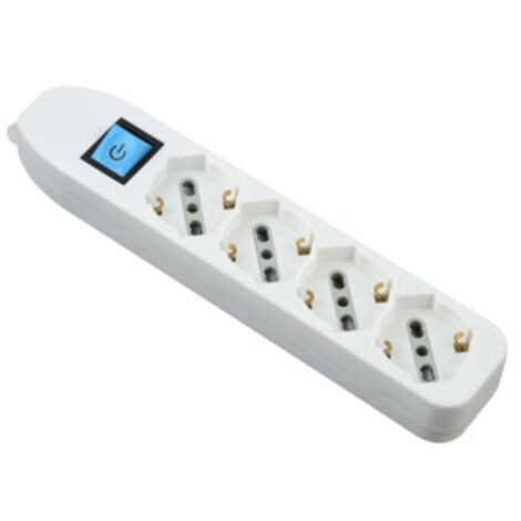 MULTIPRESA 4P BIP/SCHUKO+INTERR  S/CAVO BIANCO FIG.9  1 PZ