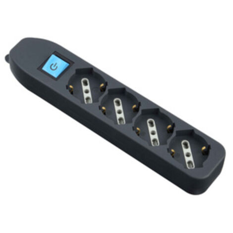 Multipresa 4P Bipasso Schuko + Interruttore - Senza Cavo - Nero