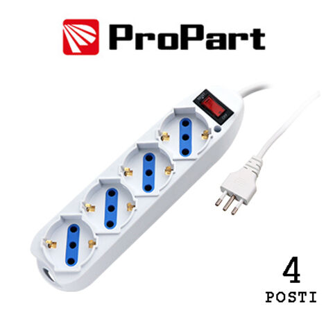 Multipresa 4pos bipasso/schuko spina10A +interr.