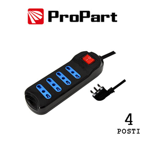 Multipresa 4pos bipasso spina16A +interr. nera