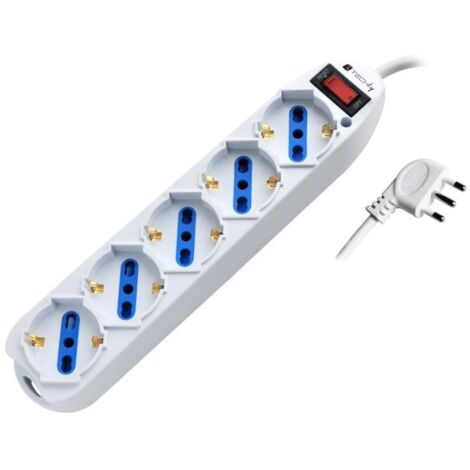 Multipresa 5 posti techly 10a 2p+t lunghezza 1.5m bianco - 103038