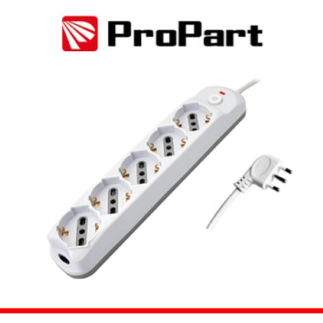 Multipresa 5pos bipasso/schuko + interrutt nuovo modello