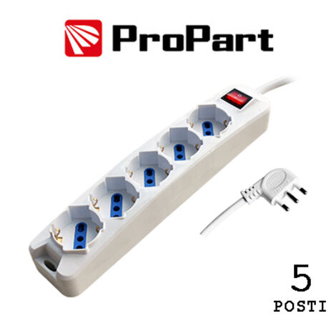 Multipresa 5pos bipasso/schuko spina16A +interr.