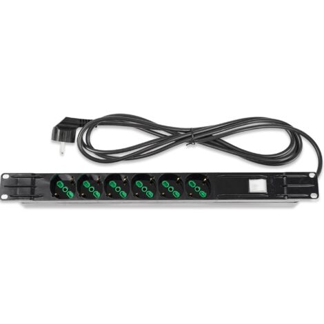 Multipresa 6 Posti da Rack 19 Spina Schuko Angolata Cavo 3m Grigio