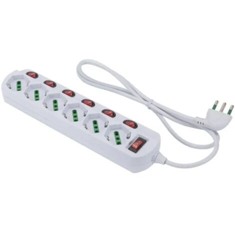 Multipresa 6 posti fanton 2p+t 16a cavo da 1.2m bianco - 47438