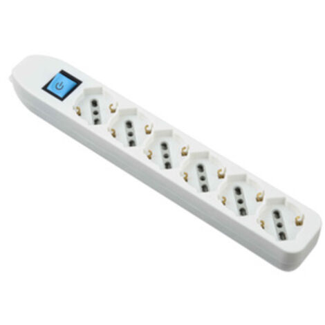 MULTIPRESA 6P BIP/SCHUKO+INTERR S/CAVO BIANCO FIG.10  1 PZ