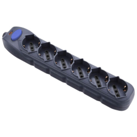 MULTIPRESA 6P BIP/SCHUKO+INTERR S/CAVO NERO FIG.10