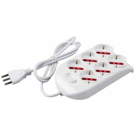 Multipresa 6P Bipasso - Schuko + Interruttore - Rs94124