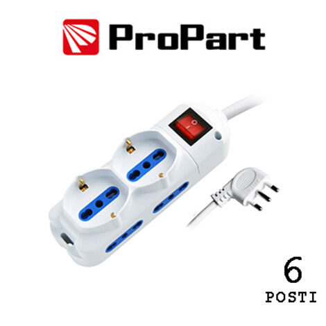 Multipresa 6pos bipasso + bipasso/schuko spina16A +interr.