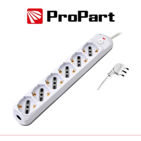 Multipresa 6pos bipasso/schuko + interrutt nuovo modello Spina 16A