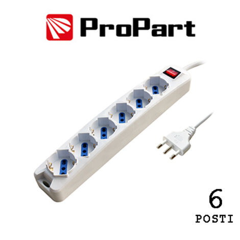 Multipresa 6pos bipasso/schuko spina16A +inter 3m