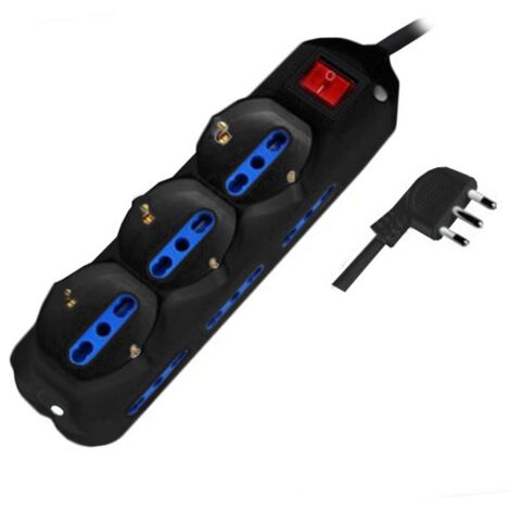 Multipresa 9pos bipasso + bipasso/schuko spina16A +int nera