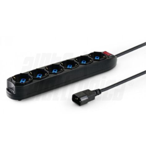 Multipresa alpha elettronica 6 prese p40 con interruttore cavo 1,5 m nero -  23-054/06