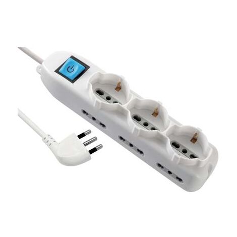 MULTIPRESA BIPASSO + SCHUKO + INT.LUM ELECTRALINE BIANCO POSTI 9 2P+T 16A NÂ°XMMQ 3X1,5 MT 1,5