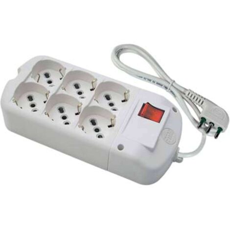 MULTIPRESA BIPASSO SCHUKO + INT.LUM FME - BIANCO POSTI 6 2P+T 16A N°XMMQ 3X1,0 MT 1,5 - 1 pezzo
