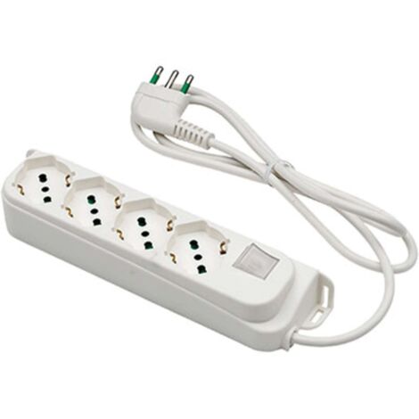 MULTIPRESA BIPASSO SCHUKO + INT.LUM RETAIL FME - BIANCO POSTI 4 2P+T 16A N°XMMQ 3X1,0 MT 1,5 - 2 pezzi