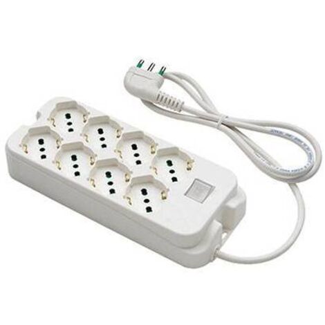 MULTIPRESA BIPASSO SCHUKO + INT.LUM RETAIL FME • BIANCO POSTI 8 2P+T 16A N°XMMQ 3X1,0 MT 1,5