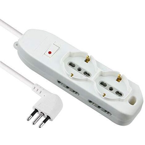MULTIPRESA BIPASSO + SCHUKO + TERMICO ELECTRALINE • BIANCO POSTI 6 2P+T 10A N°XMMQ 3X0,75 MT 2