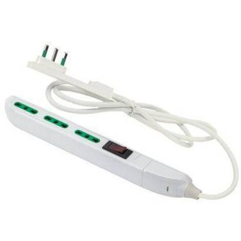 MULTIPRESA BIPASSO SLIM + TERMICO FME - BIANCO POSTI 3 2P+T 10A N°XMMQ 3X0,75 MT 1,5 - 1 pezzo