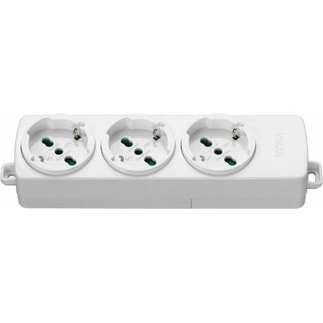 Fanton 410350 - Presa multipla bianco con interruttore, cavo, 3+3 prese  universali e 2 USB Fido